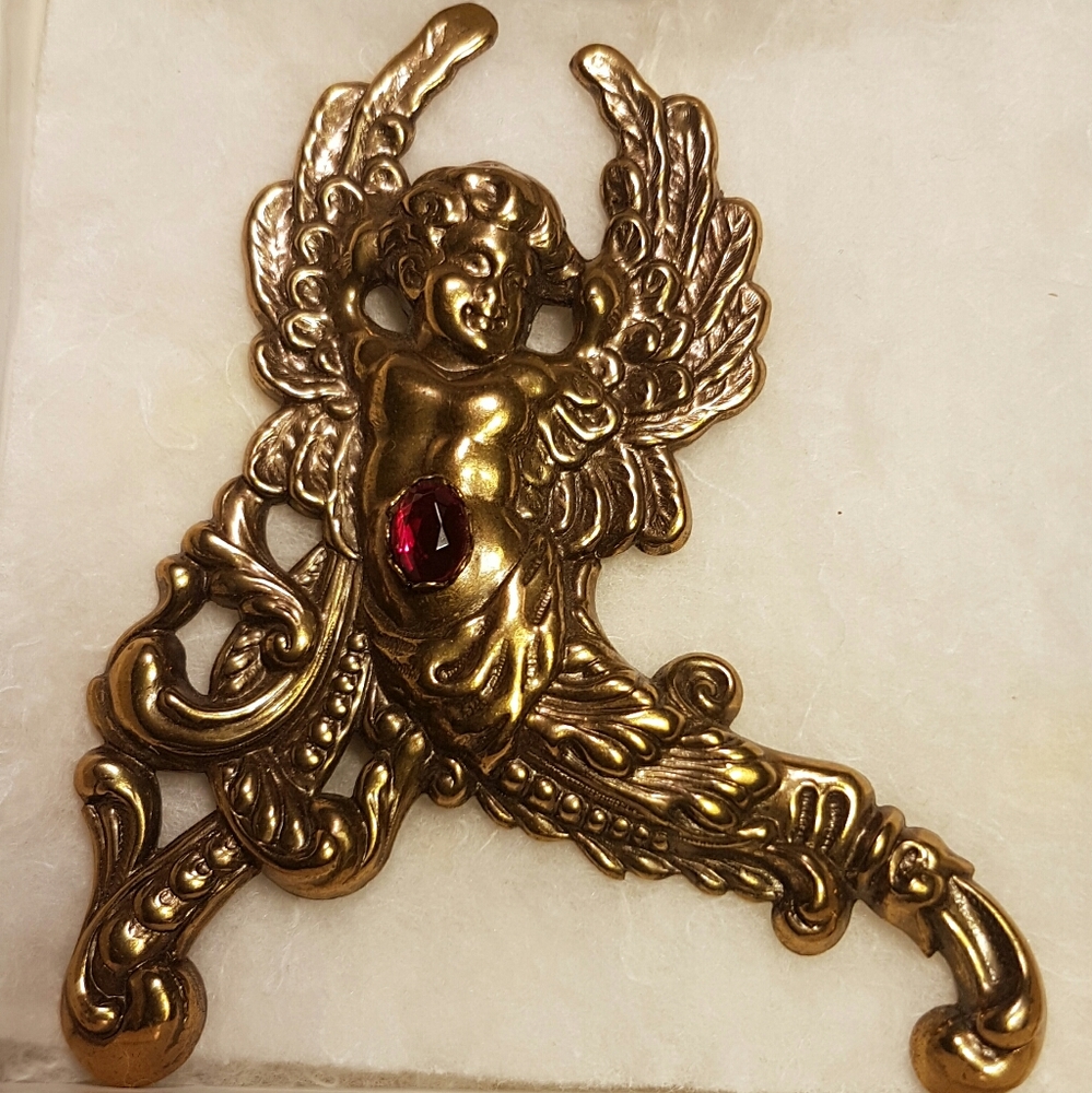Ornate angel brooch with gem QVC